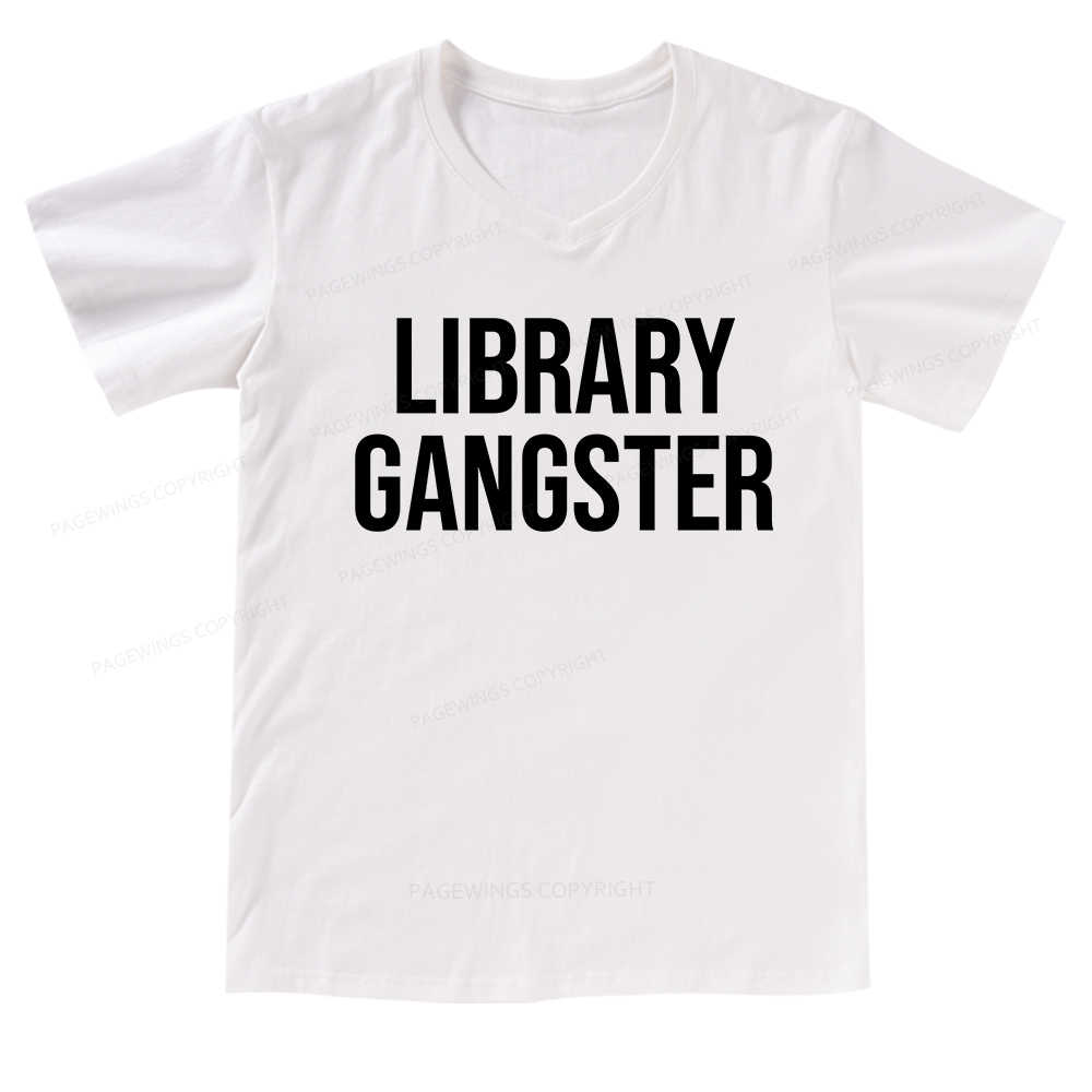Pagewings Library Gangster V-neck T-shirt