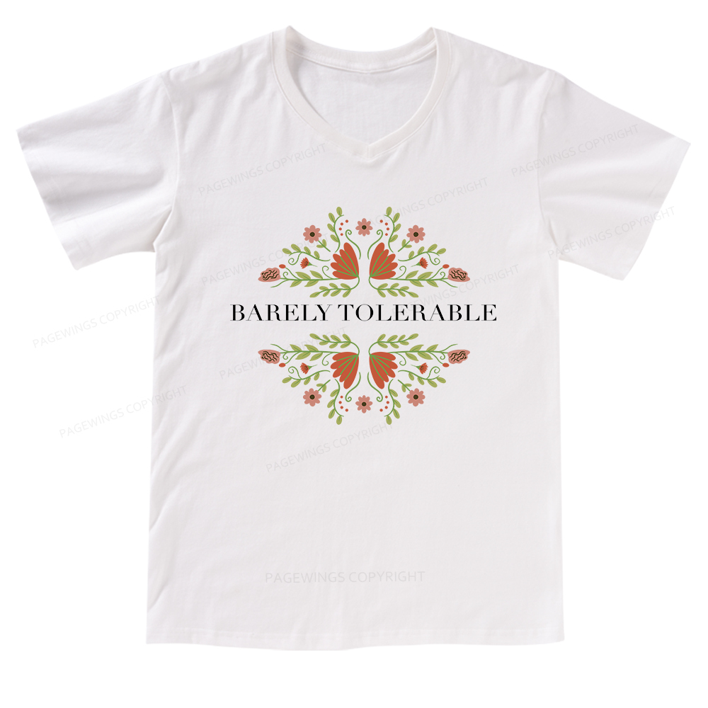 Pagewings Barely Tolerable V-neck T-shirt