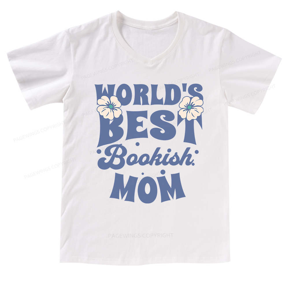 Pagewings World's Brsy Bookish Mom V-neck T-shirt