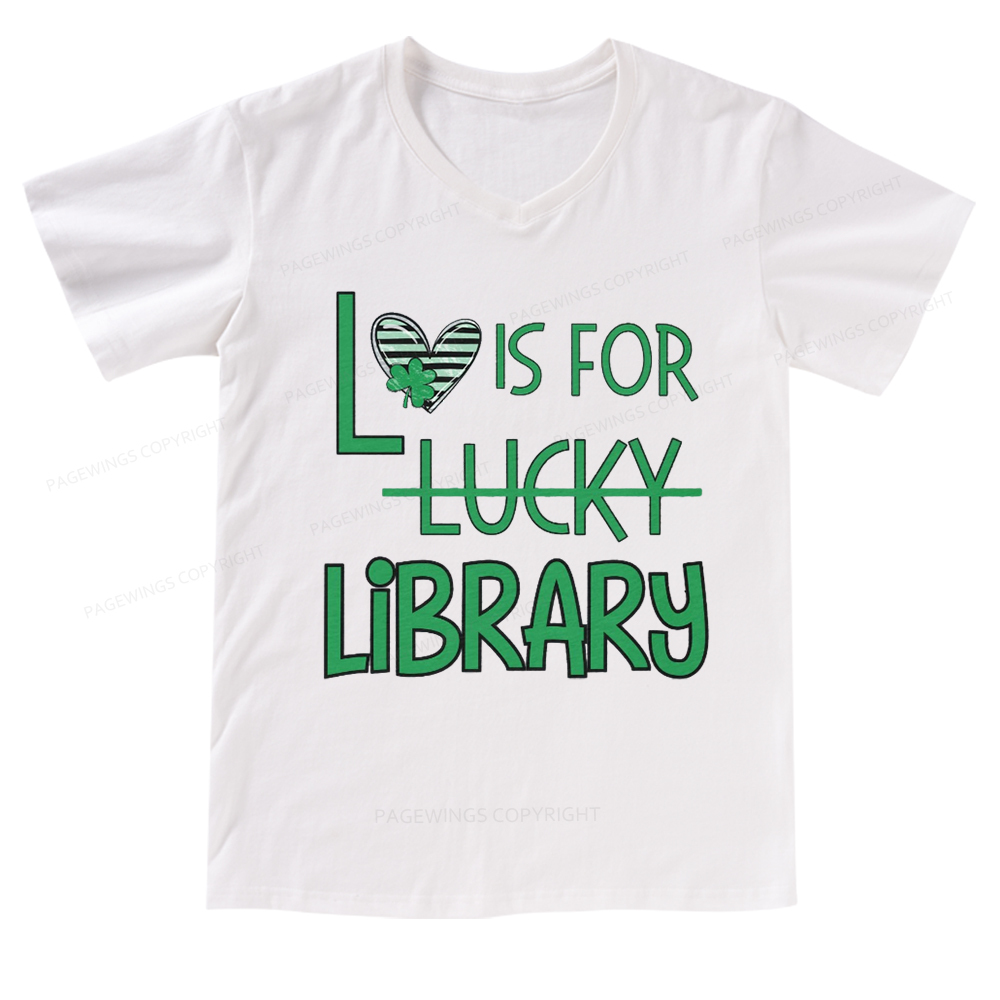 Pagewings St Patricks Day Librarian Tshirt Shirt V-neck T-shirt
