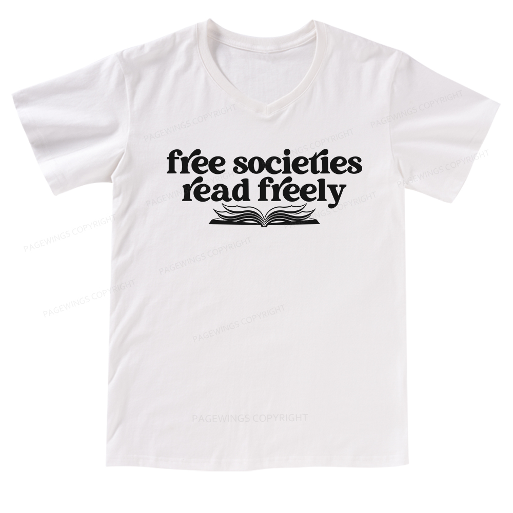 Pagewings Stop Book Banning V-neck T-shirt