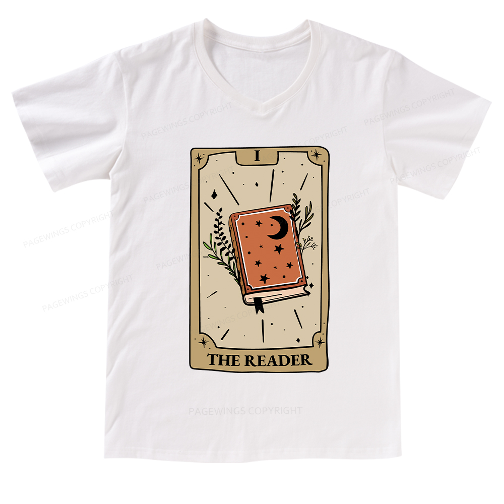 Pagewings The Reader Tarot Card V-neck T-shirt