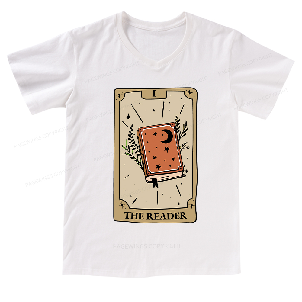 Pagewings The Reader Tarot Card V-neck T-shirt