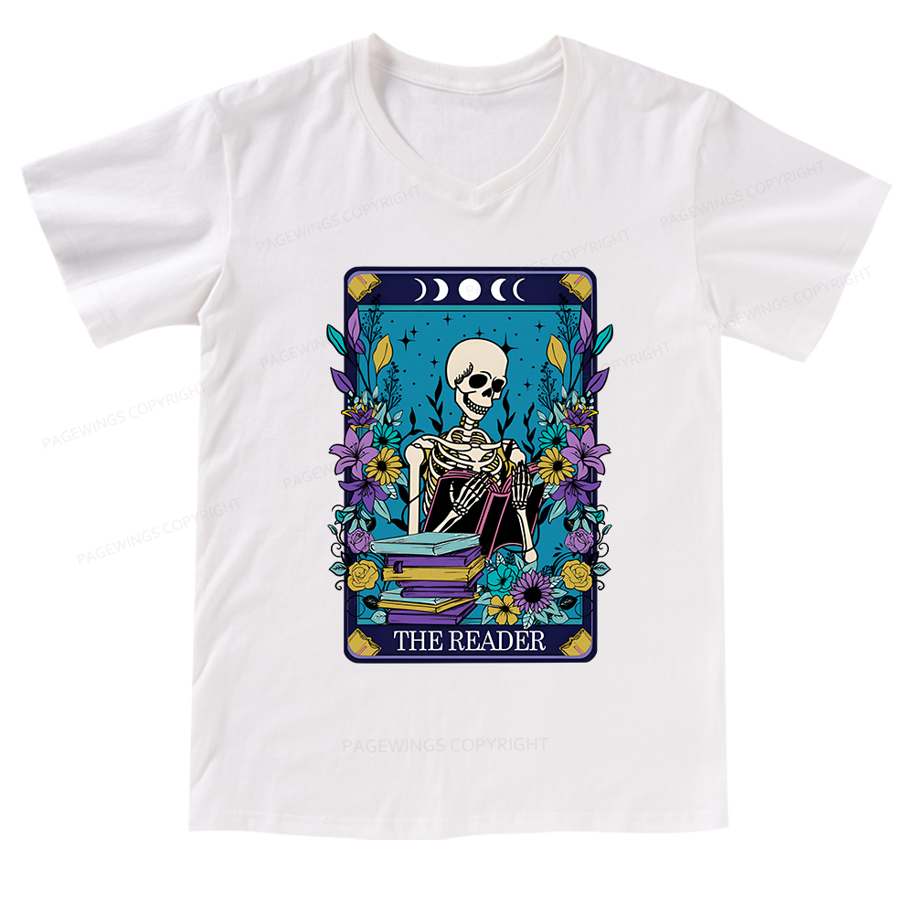 Pagewings The Reader Tarot Card Shirt V-neck T-shirt