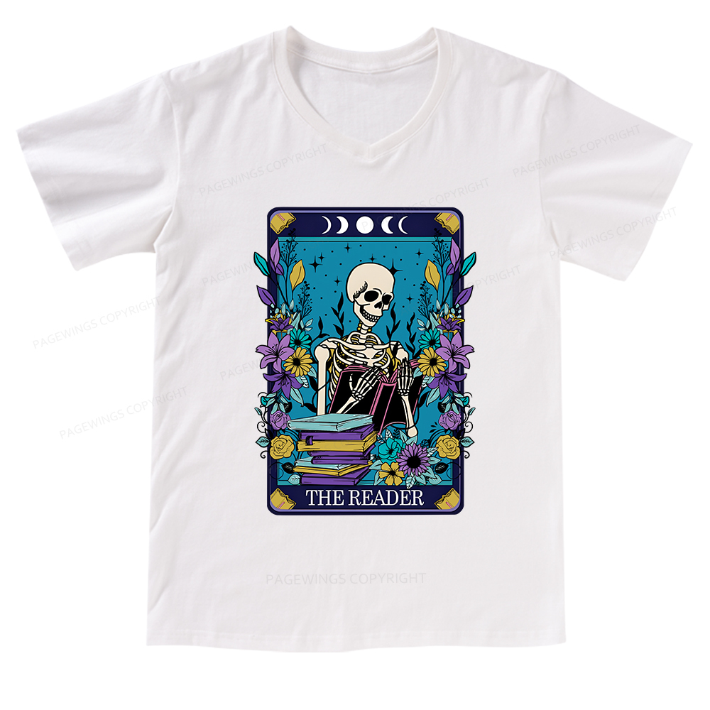 Pagewings The Reader Tarot Card Shirt V-neck T-shirt