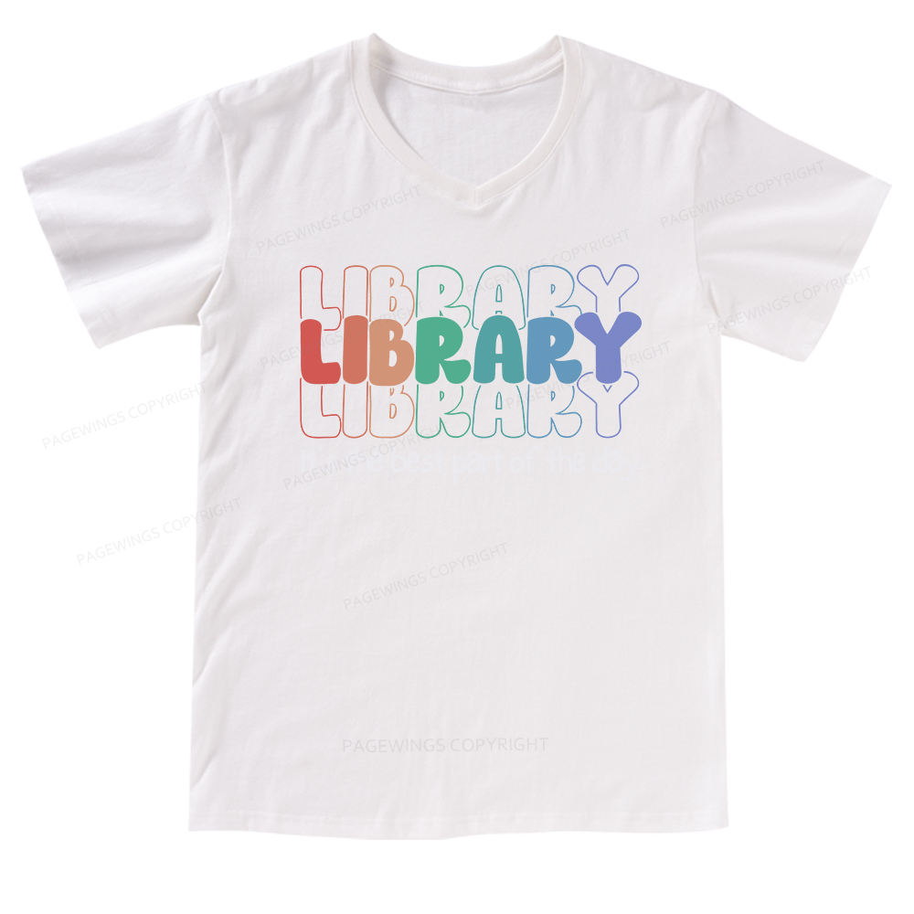 Pagewings School Librarian Shirt, Library Shirt V-neck T-shirt