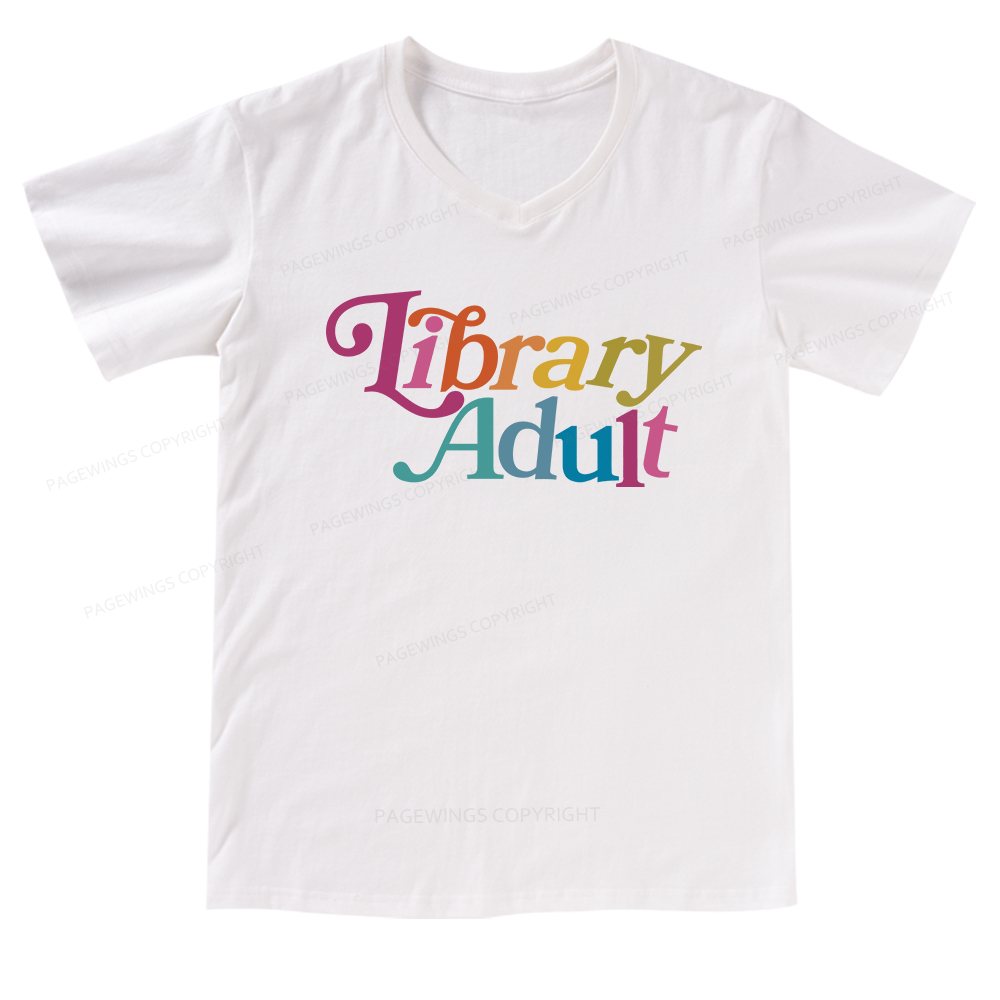 Pagewings Library Adult, Library Kid V-neck T-shirt