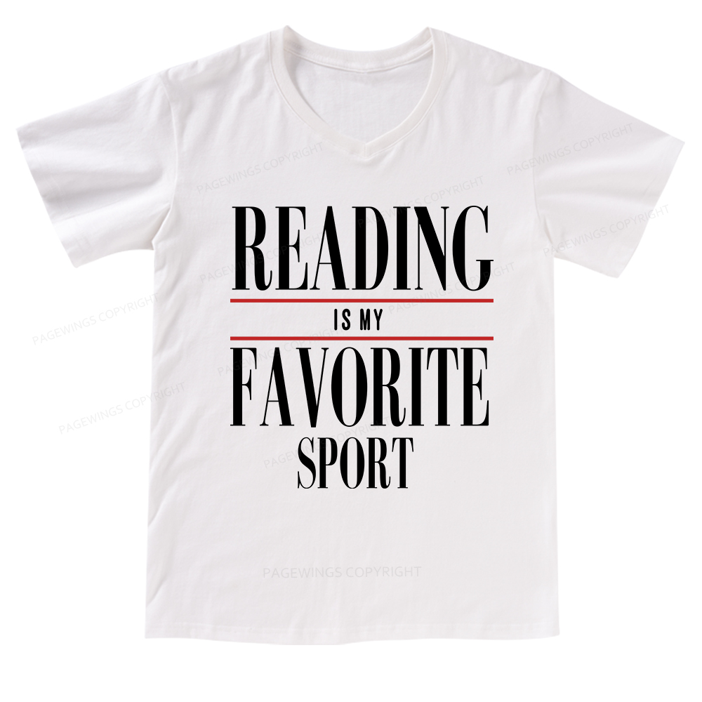 Pagewings Reading Is My Favorite Sport V-neck T-shirt