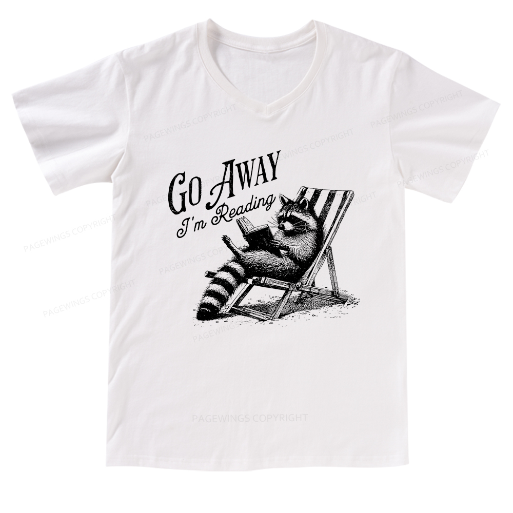Pagewings Funny Raccoon Book Lover V-neck T-shirt