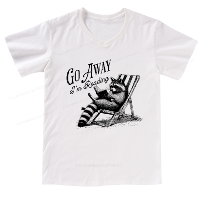 Pagewings Funny Raccoon Book Lover V-neck T-shirt