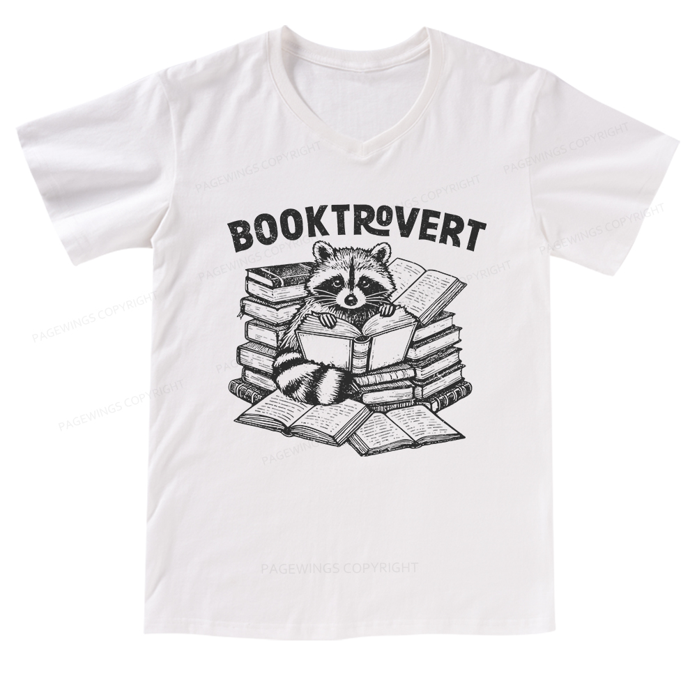 Pagewings A Raccoon Reading Seriously V-neck T-shirt