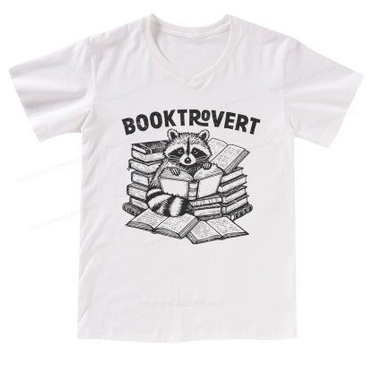 Pagewings A Raccoon Reading Seriously V-neck T-shirt