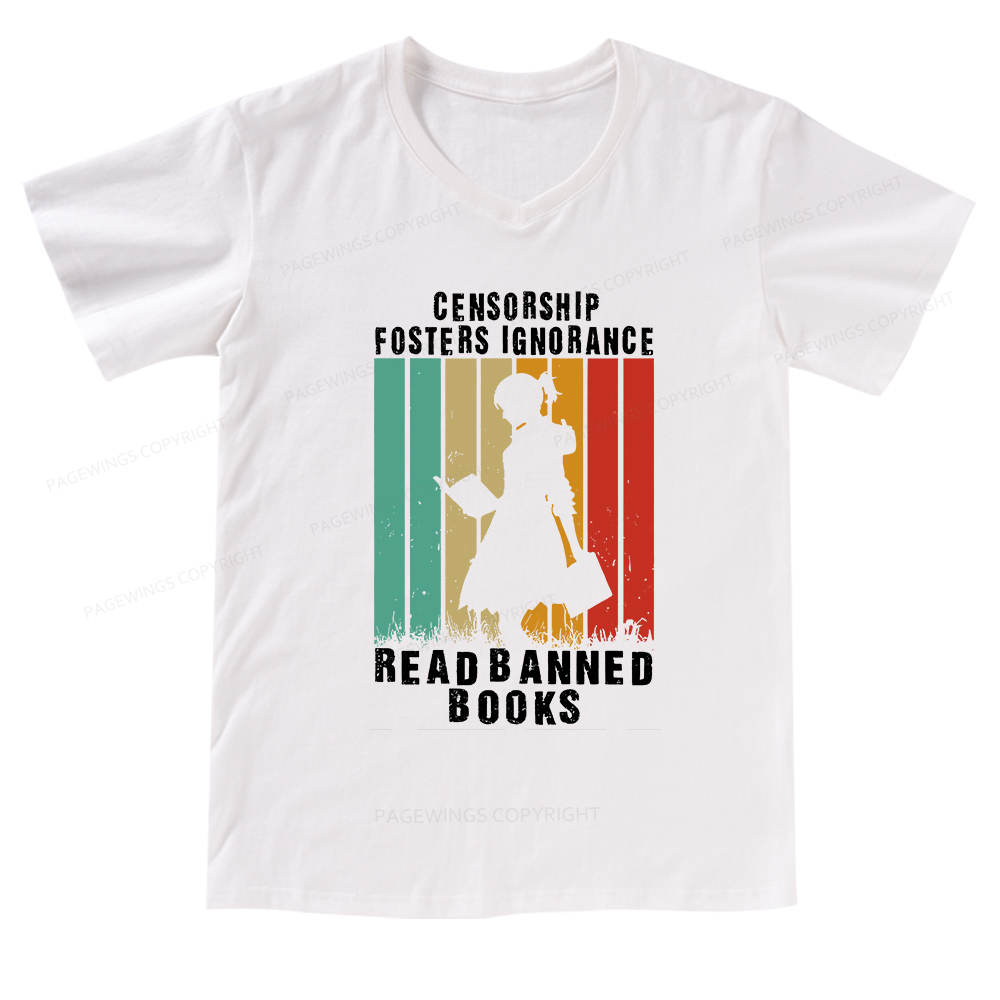 Pagewings Banned Books Vintage V-neck T-shirt