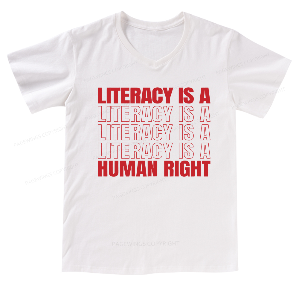 Pagewings Literacy Is A Human Right V-neck T-shirt