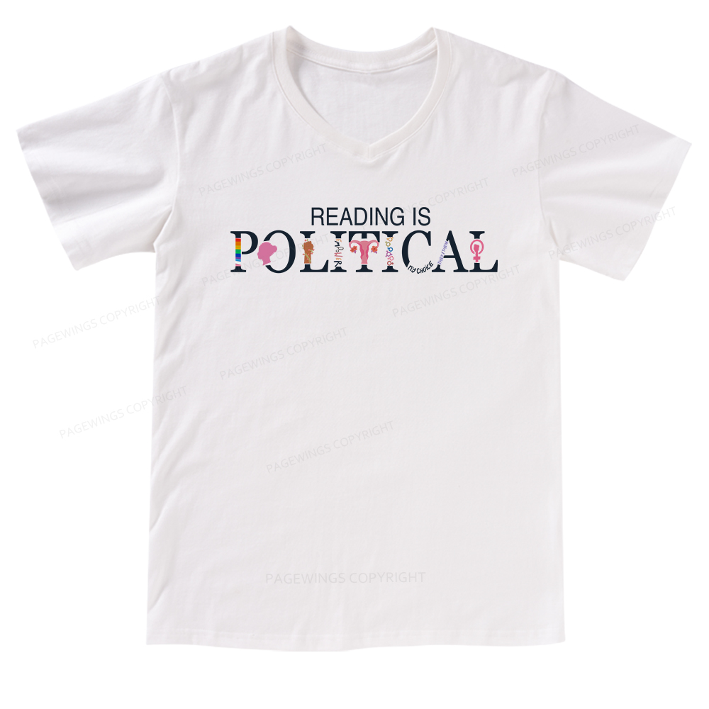 Pagewings Reading is Political Comfort Colors Fantasys V-neck T-shirt