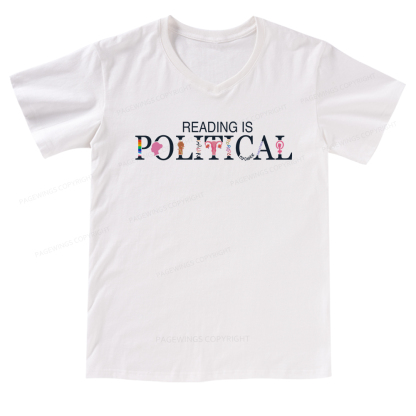 Pagewings Reading is Political Comfort Colors Fantasys V-neck T-shirt