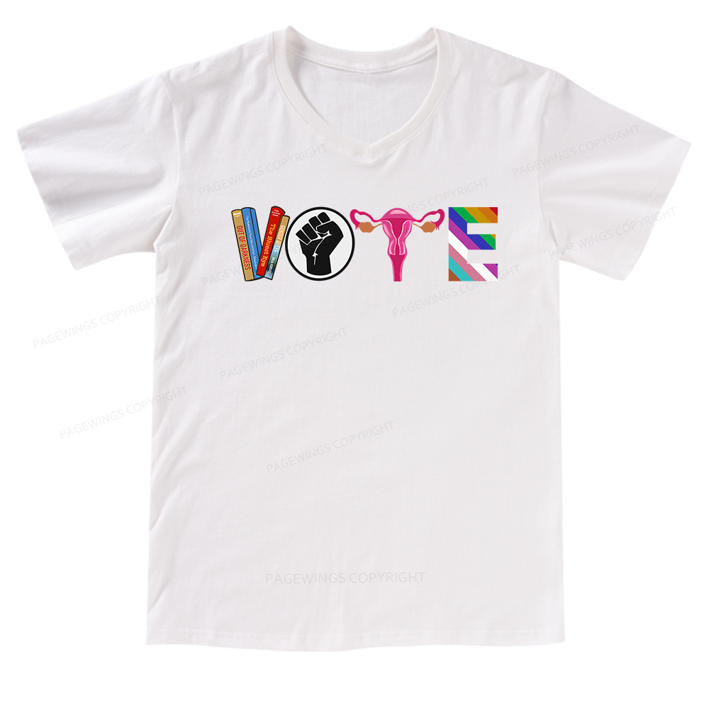 Pagewings VOTE Banned Books Tee V-neck T-shirt