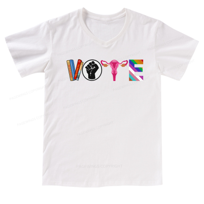 Pagewings VOTE Banned Books Tee V-neck T-shirt