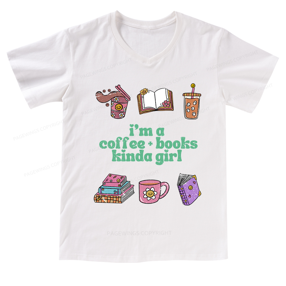 Pagewings I 'm A Coffee Books Kinda Girl V-neck T-shirt