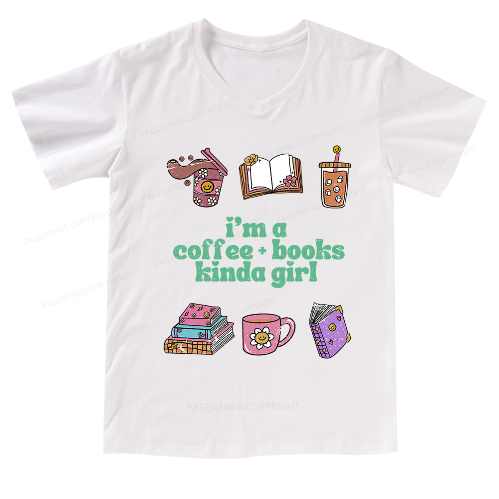 Pagewings I 'm A Coffee Books Kinda Girl V-neck T-shirt