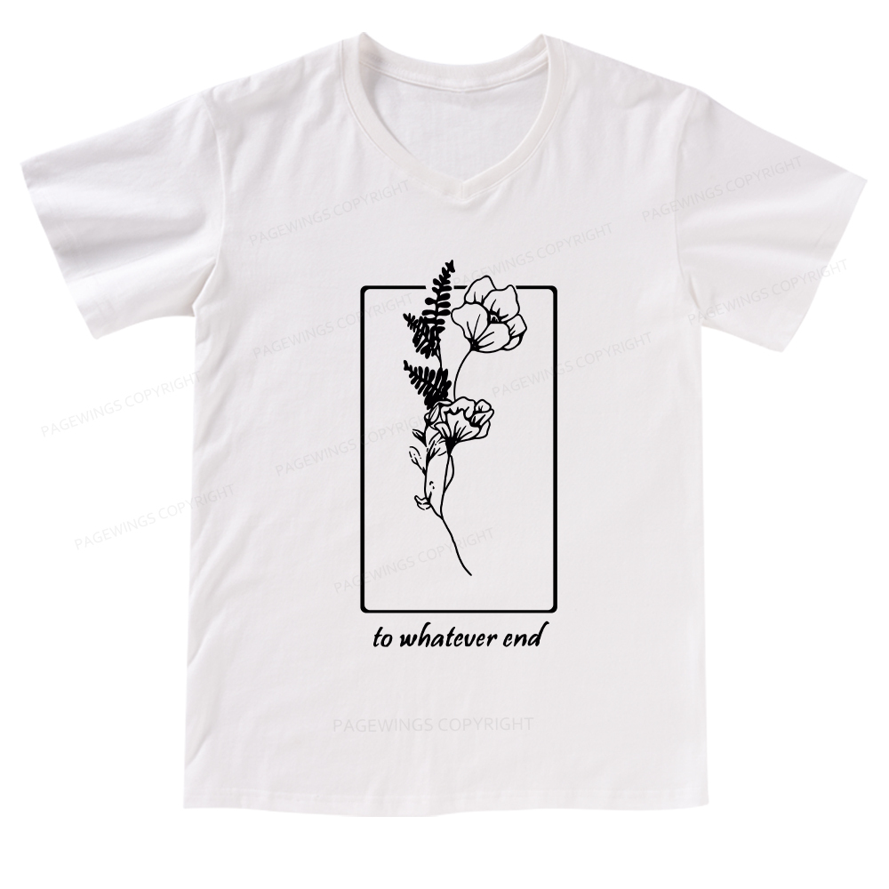 Pagewings Throne Of Glass Flower Aelin Quote V-neck T-shirt