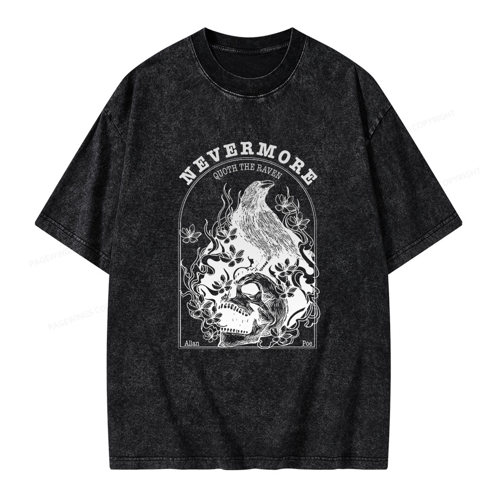 Pagewings Nevermore Quoth The Raven Unisex Washed T-shirt