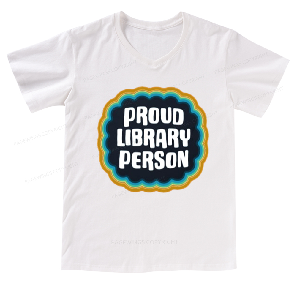 Pagewings Proud Library Person V-neck T-shirt