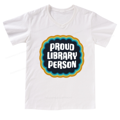 Pagewings Proud Library Person V-neck T-shirt