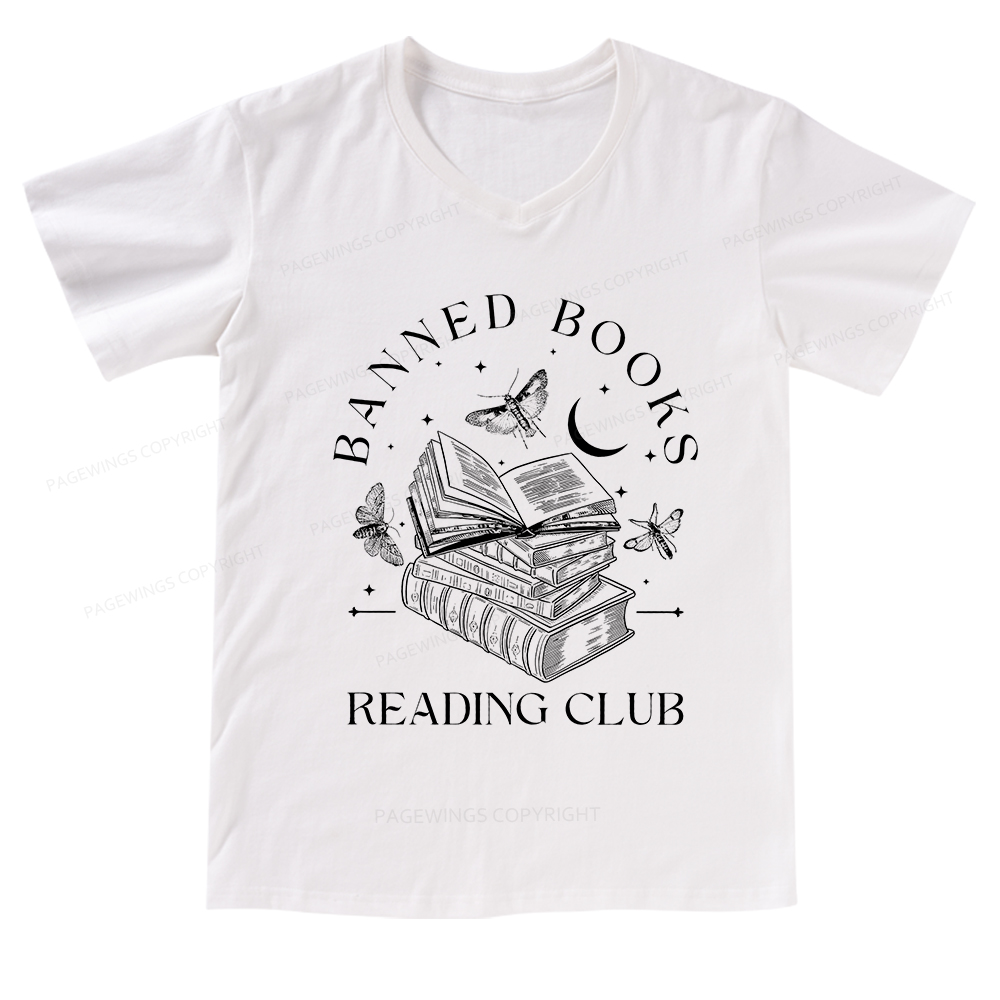 Pagewings Banned Book Reading V-neck T-shirt