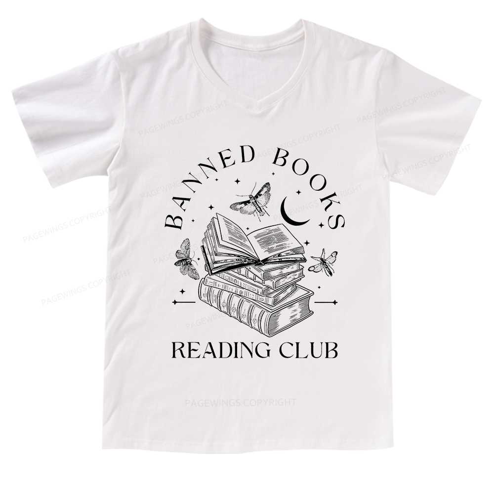 Pagewings Banned Book Reading V-neck T-shirt