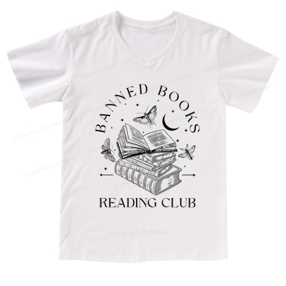 Pagewings Banned Book Reading V-neck T-shirt
