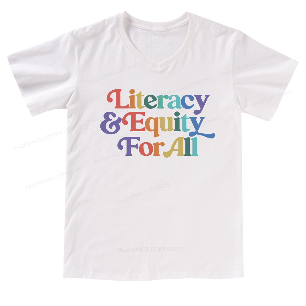 Pagewings Literacy & Equity For All V-neck T-shirt