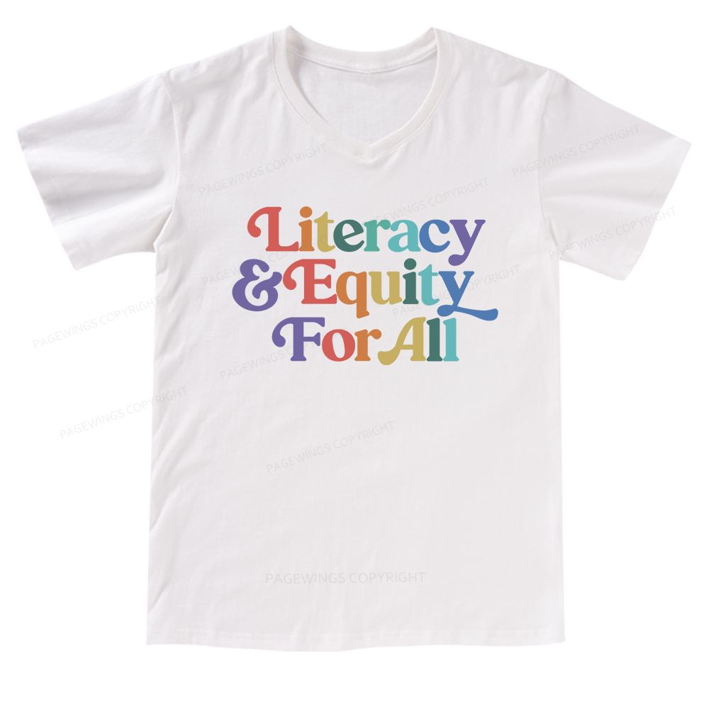 Pagewings Literacy & Equity For All V-neck T-shirt