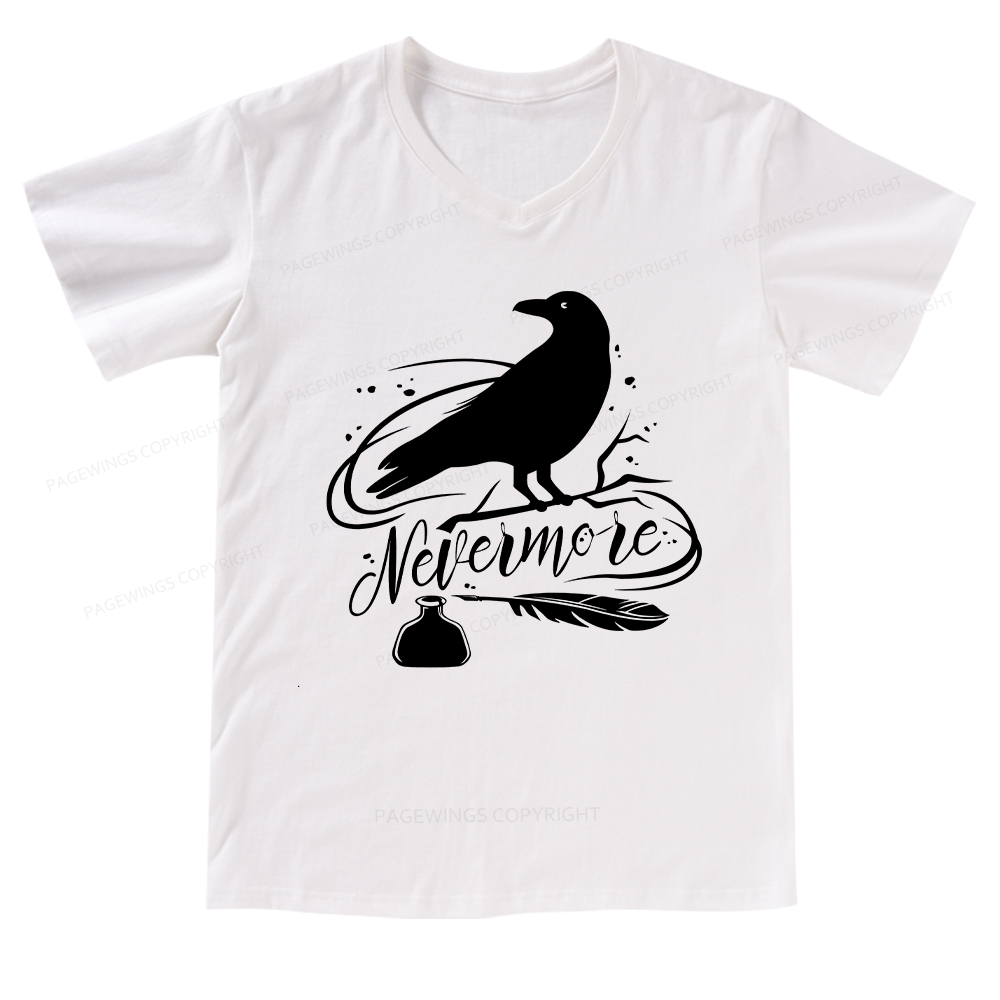 Pagewings Edgar Allen Poe tee V-neck T-shirt