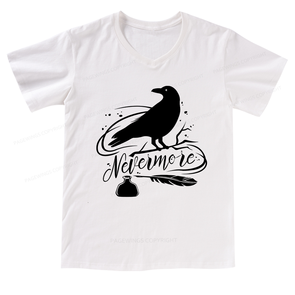 Pagewings Edgar Allen Poe tee V-neck T-shirt
