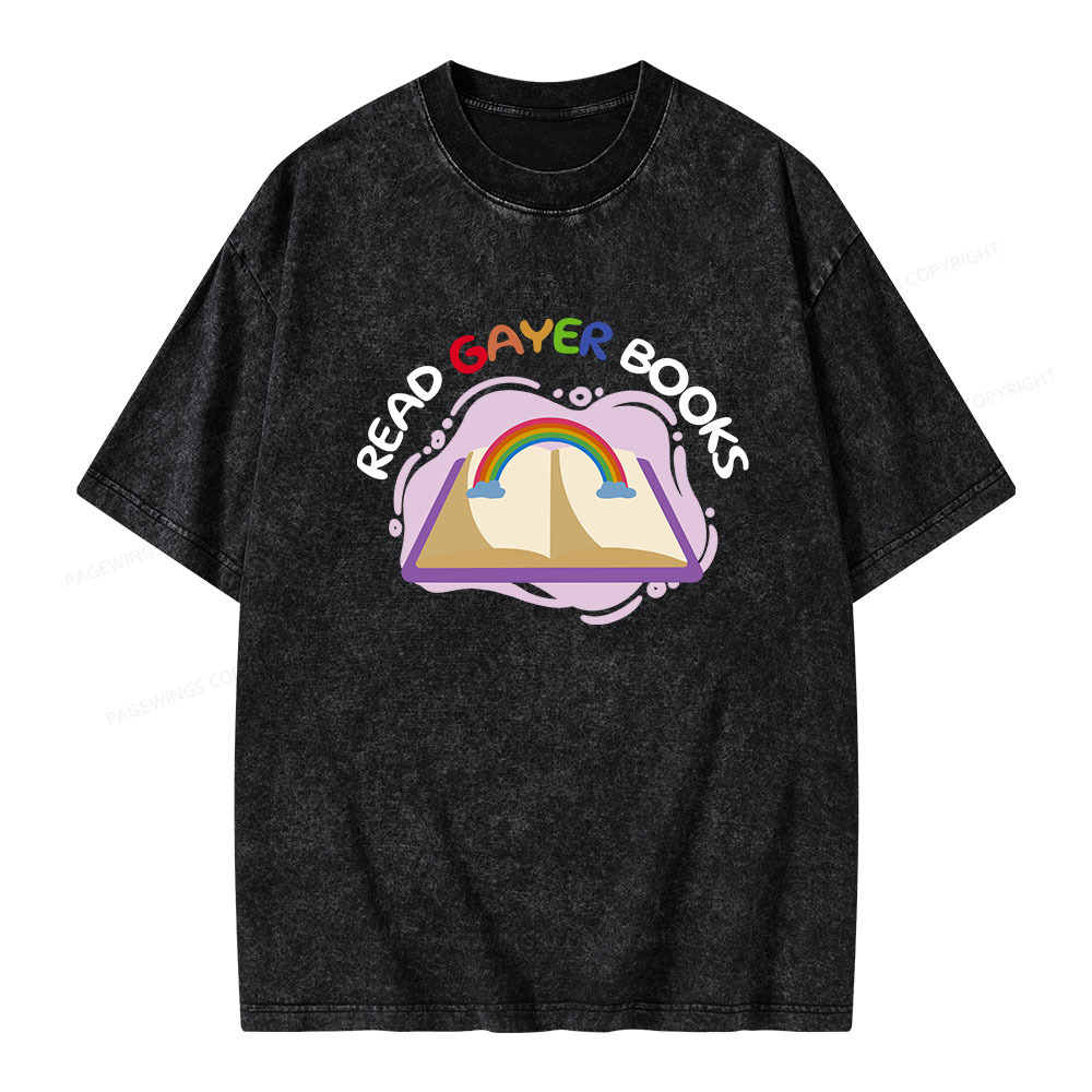 Pagewings Read Gayer Books Unisex Washed T-shirt