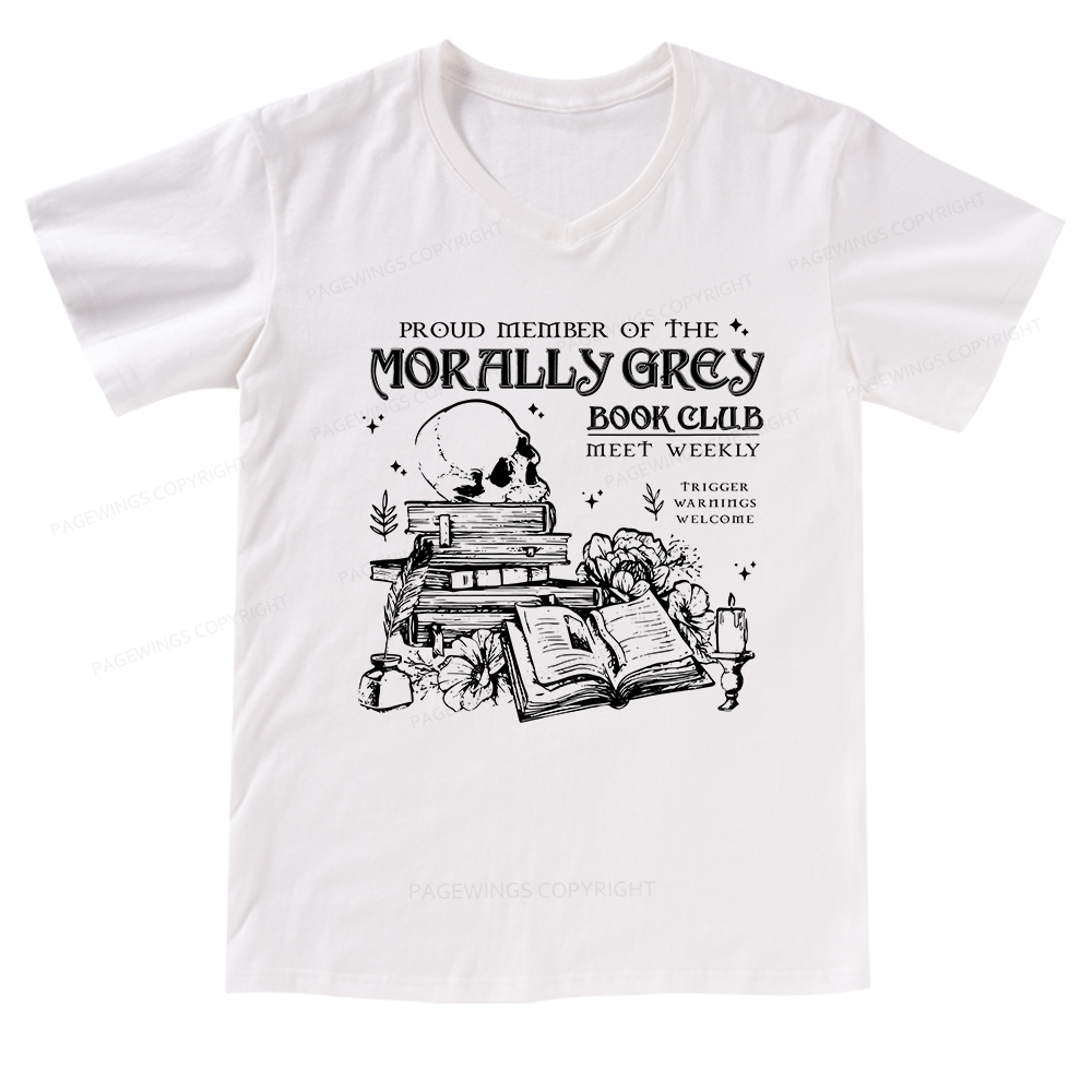 Pagewings Morally Grey Book Club V-neck T-shirt