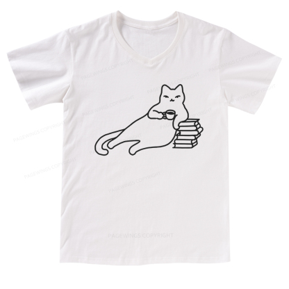 Pagewings Book Lover Shirt For Women V-neck T-shirt