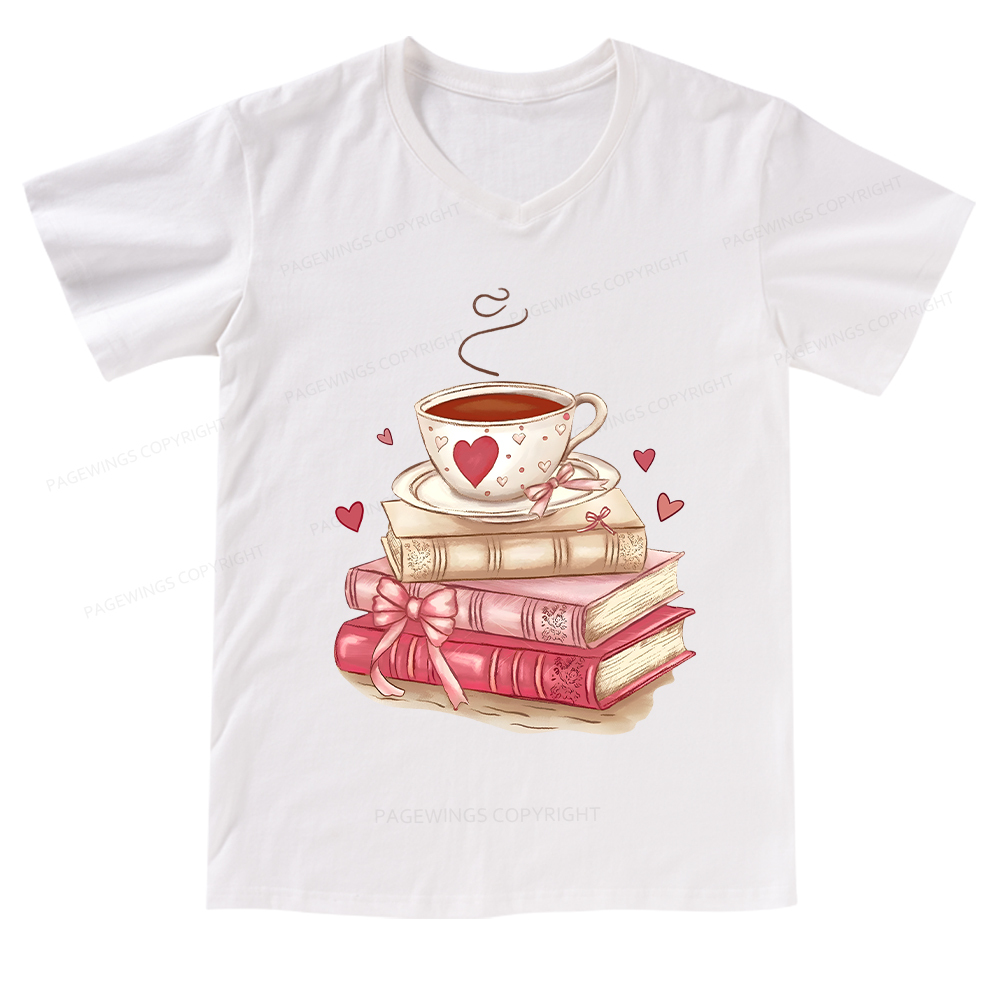 Pagewings Book Lover Valentine Sweatshirt V-neck T-shirt