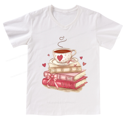 Pagewings Book Lover Valentine Sweatshirt V-neck T-shirt
