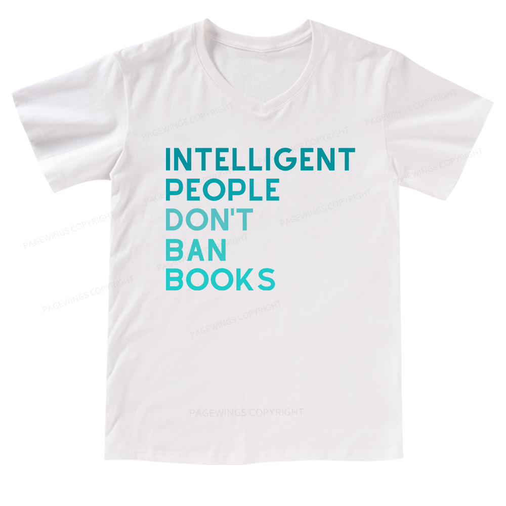 Pagewings Intelligent People Don't Ban Books V-neck T-shirt