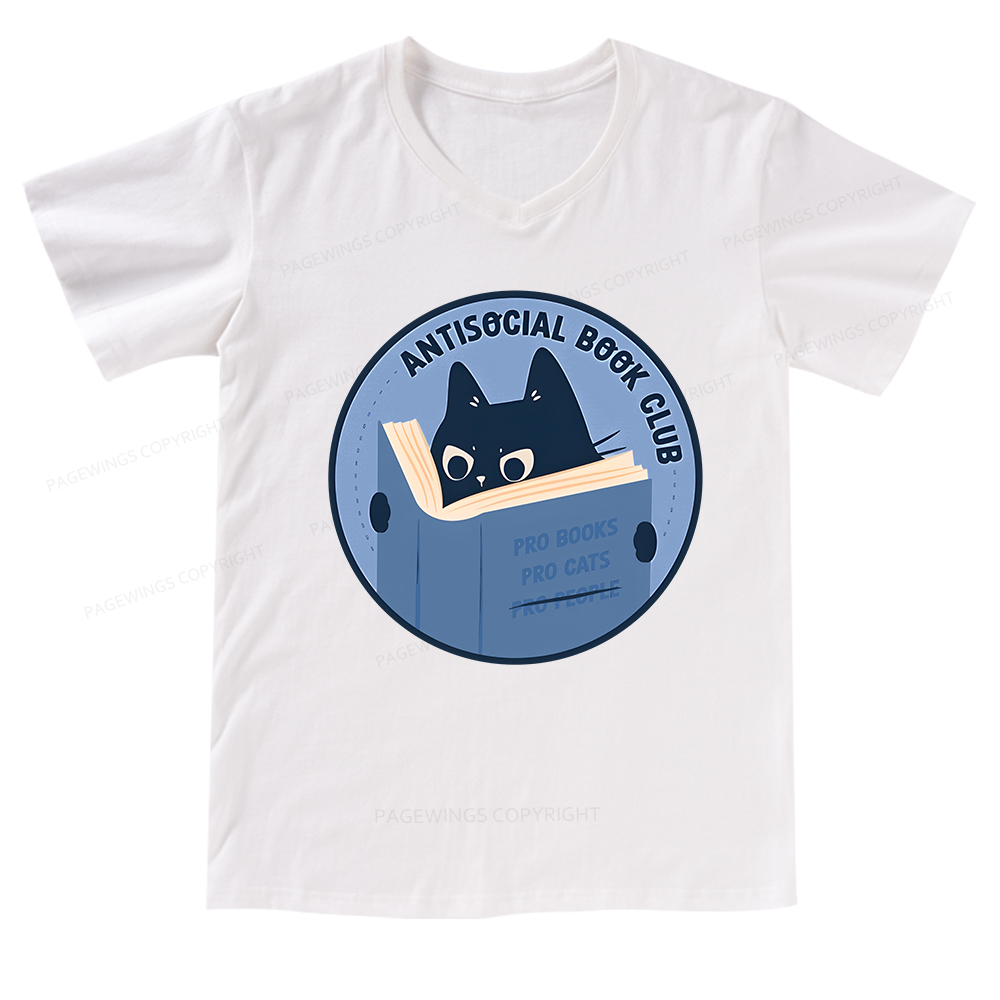 Pagewings Anitisocial Book Club T-Shirt V-neck T-shirt