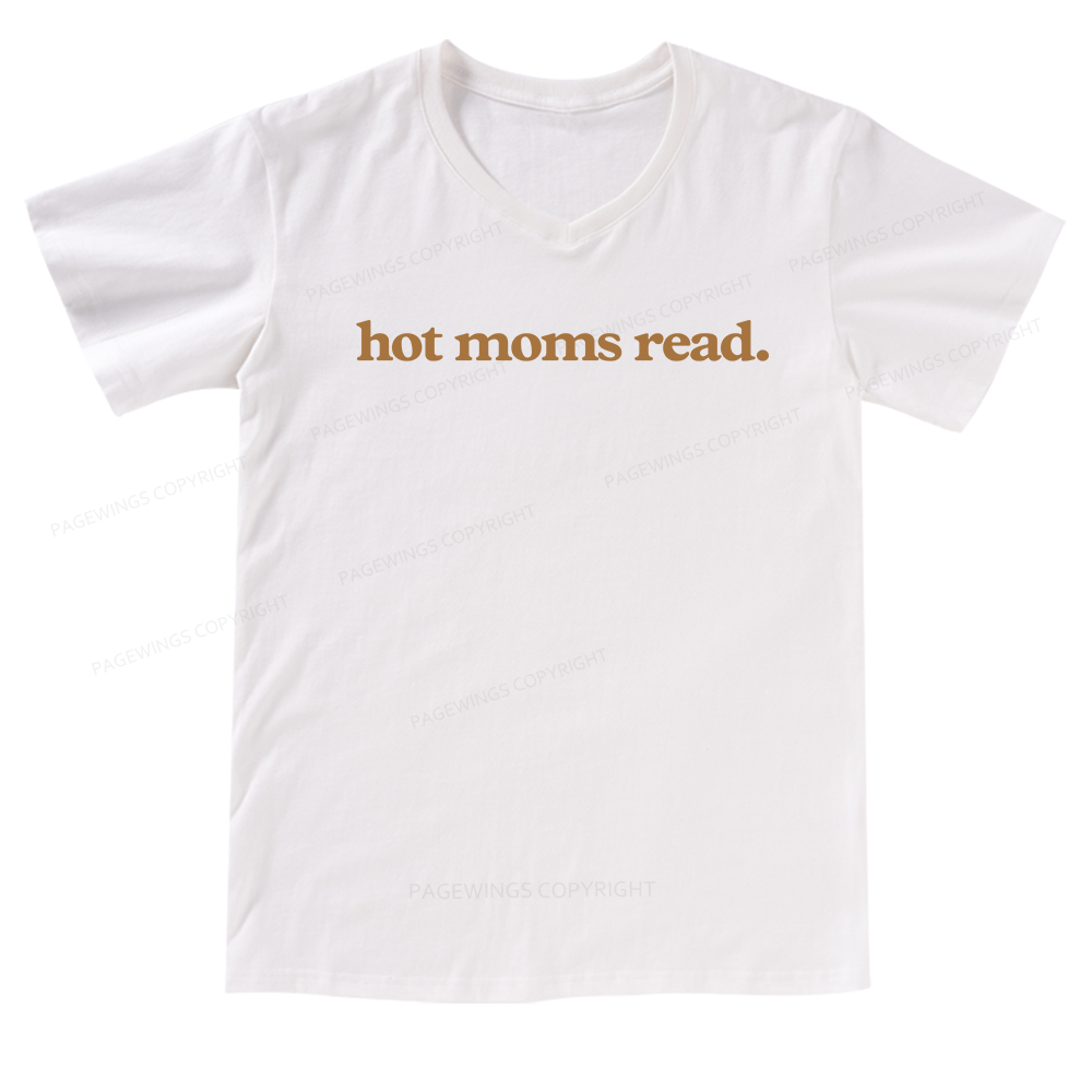 Pagewing Hot Moms Read V-neck T-shirt