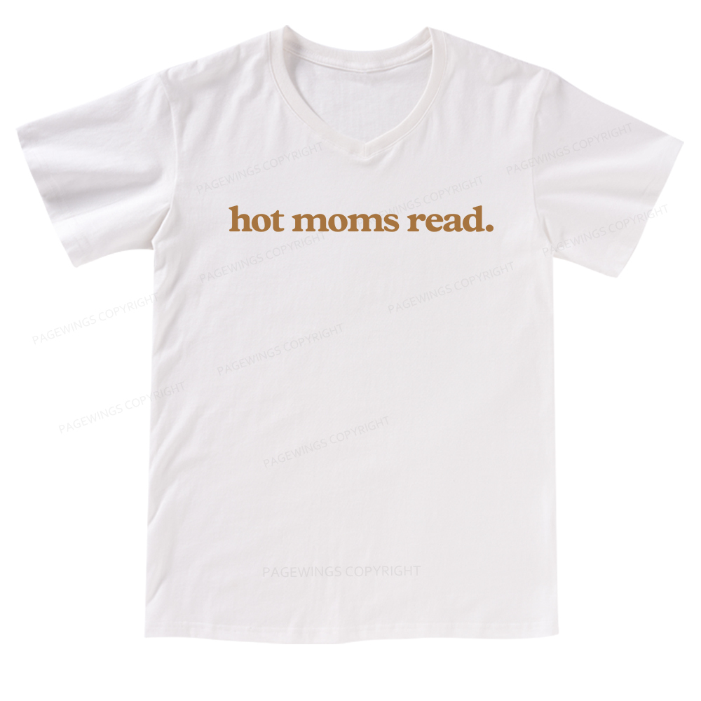 Pagewing Hot Moms Read V-neck T-shirt