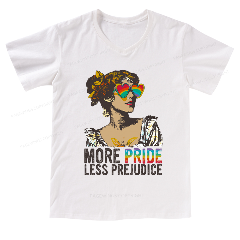 Pagewings More Pride Less Prejudice V-neck T-shirt