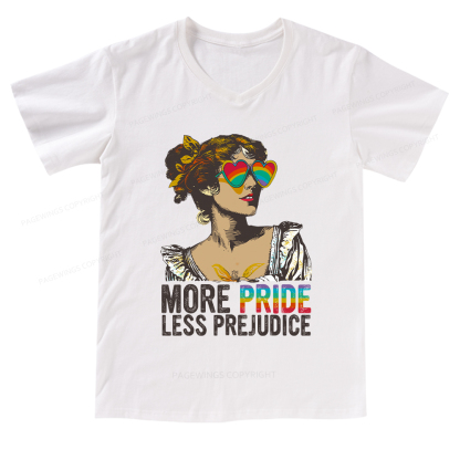 Pagewings More Pride Less Prejudice V-neck T-shirt