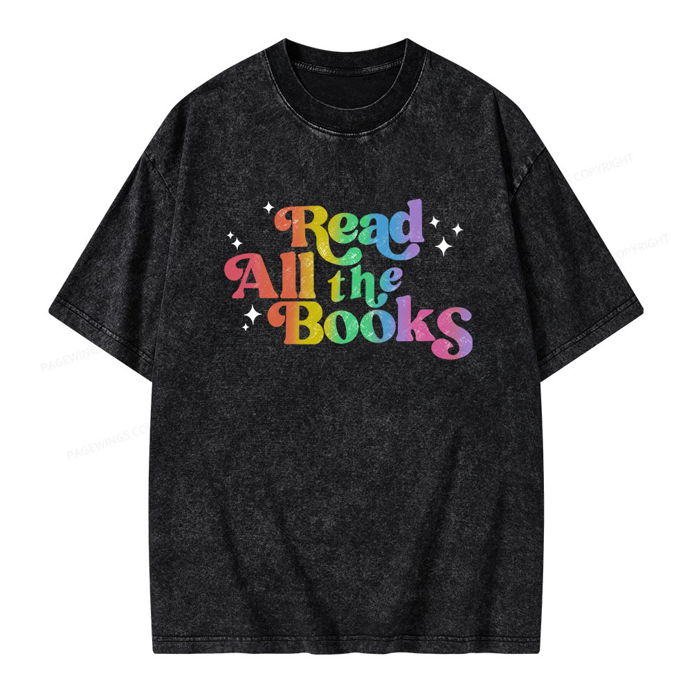 Pagewings Read All the Books Unisex Washed T-shirt