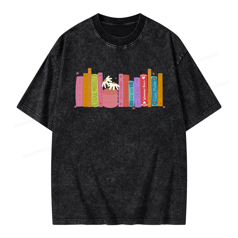 Pagewings Romance Book Tropes Unisex Washed T-shirt