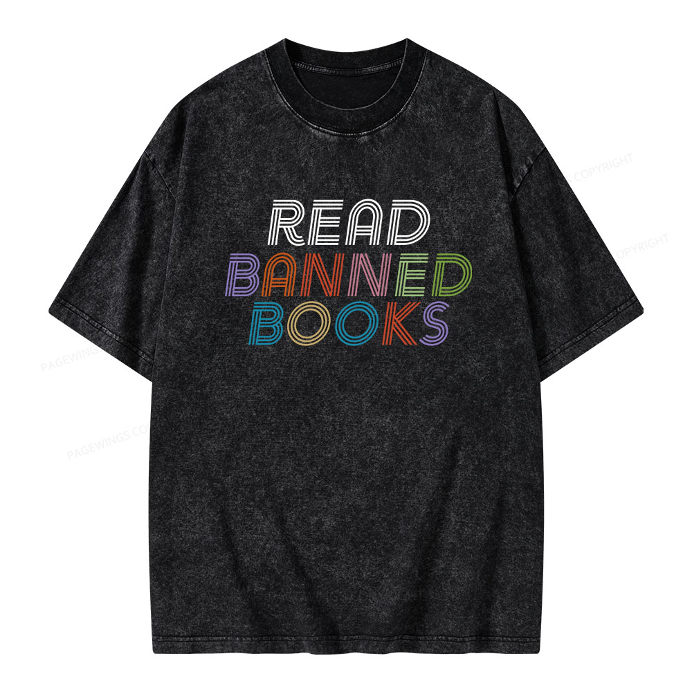 Pagewings Read Banned Books Unisex Washed T-shirt