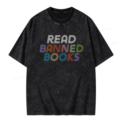 Pagewings Read Banned Books Unisex Washed T-shirt